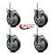 Service Caster 5 Inch Maroon Polyurethane Wheel Swivel 58 Inch Threaded Stem Caster Set with Brake SCC SCC-TS20S514-PPUB-MRN-TLB-58212-4 - alternate 4